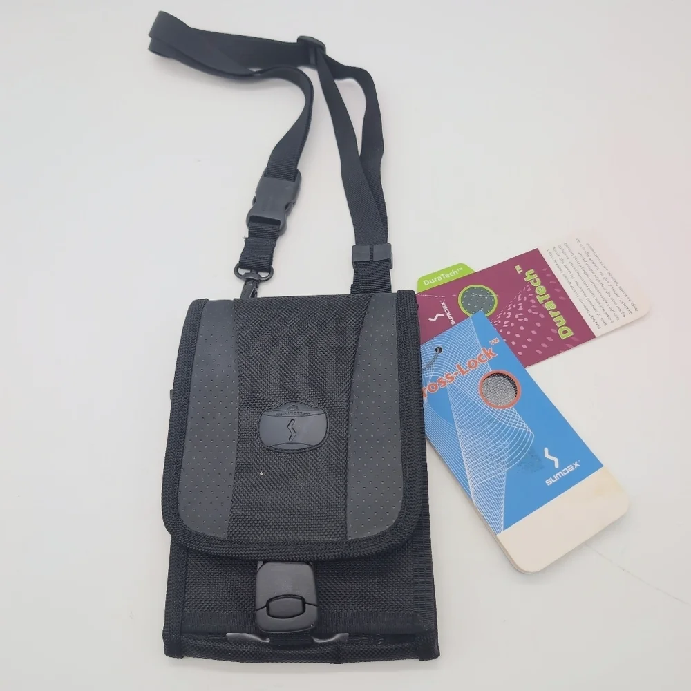 Sumdex Duratech Black Crossbody Phone Pouch Wallet with Neck Strap NWT 7x5in